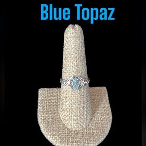 Blue topaz heart marquis ring